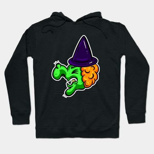 Halloween Green Witch Cartoon Wart Hoodie by Squeeb Creative